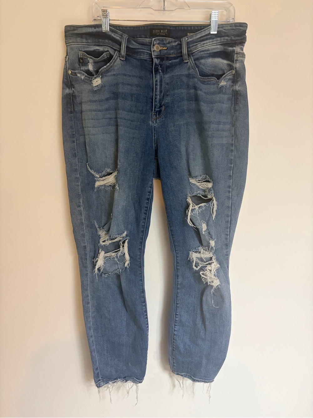 Judy Blue Distressed Mid Blue Women's Ripped Jeans Tapered ankle 16W cotton